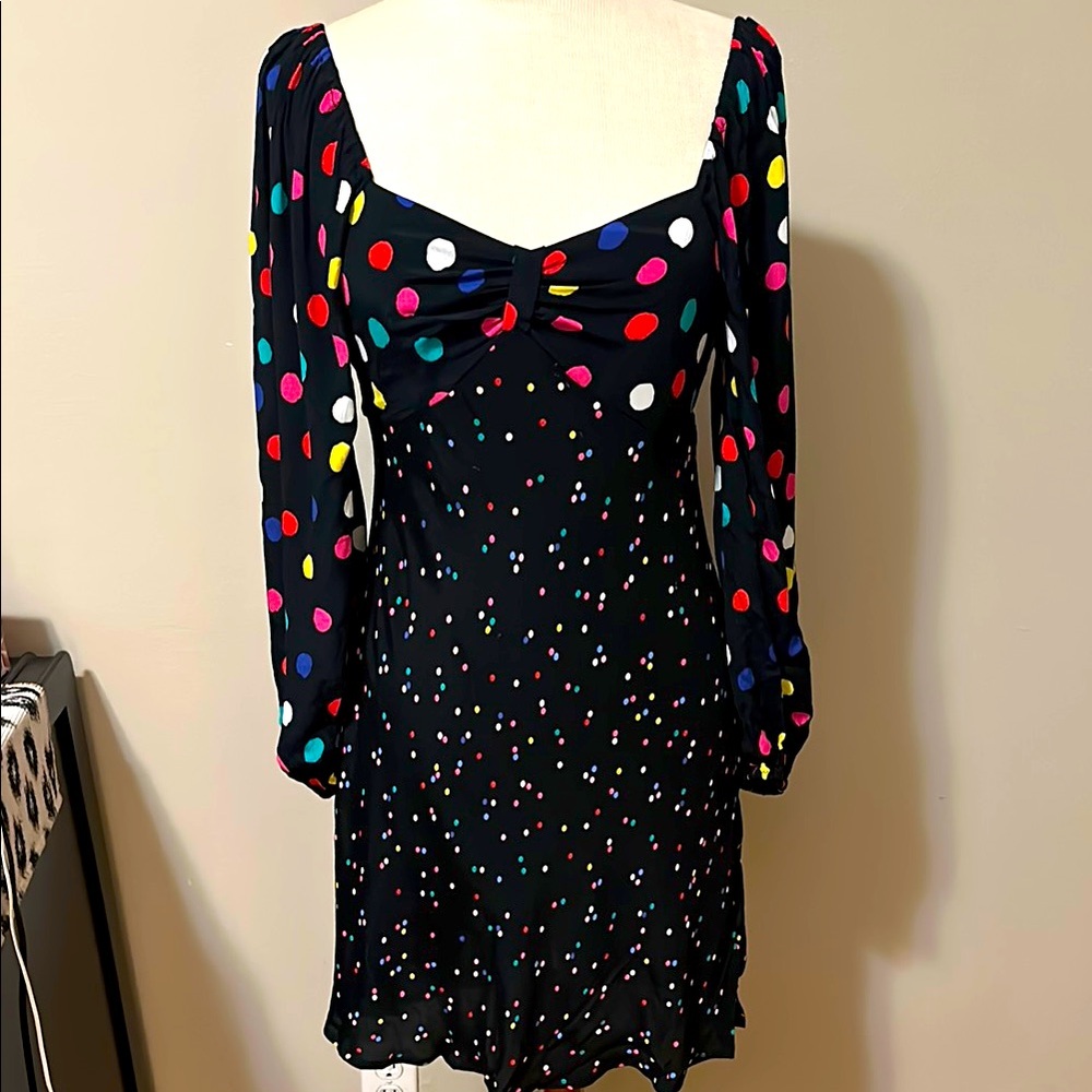 RIXO x Target Black Dress with Bold Multicolor Polka Dots in size 4